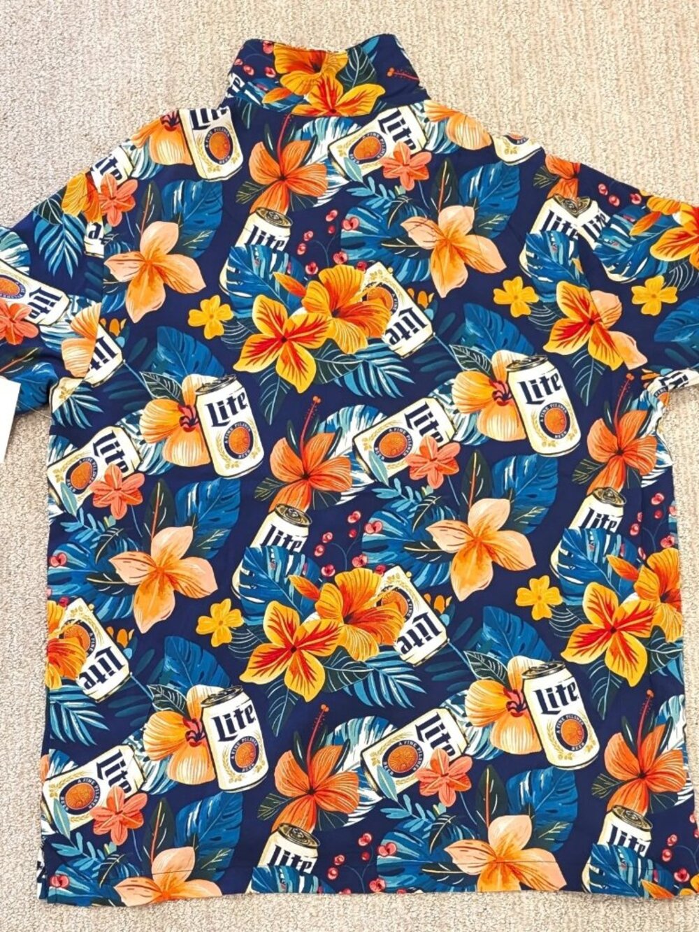 Miller Lite Beer Mens Hawaiian Shirt Tropical Floral Beer Cans Aloha Large NWT - Picture 4 of 4